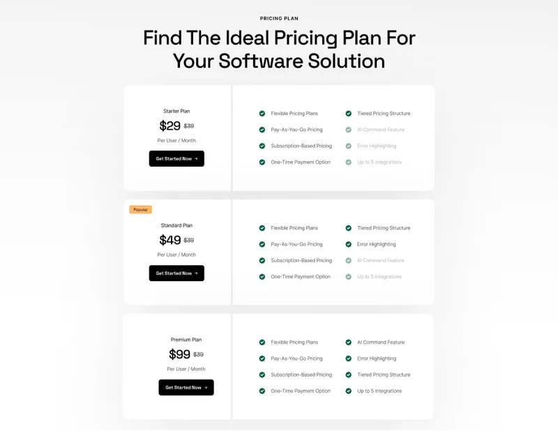 Pricing Three Screenshot