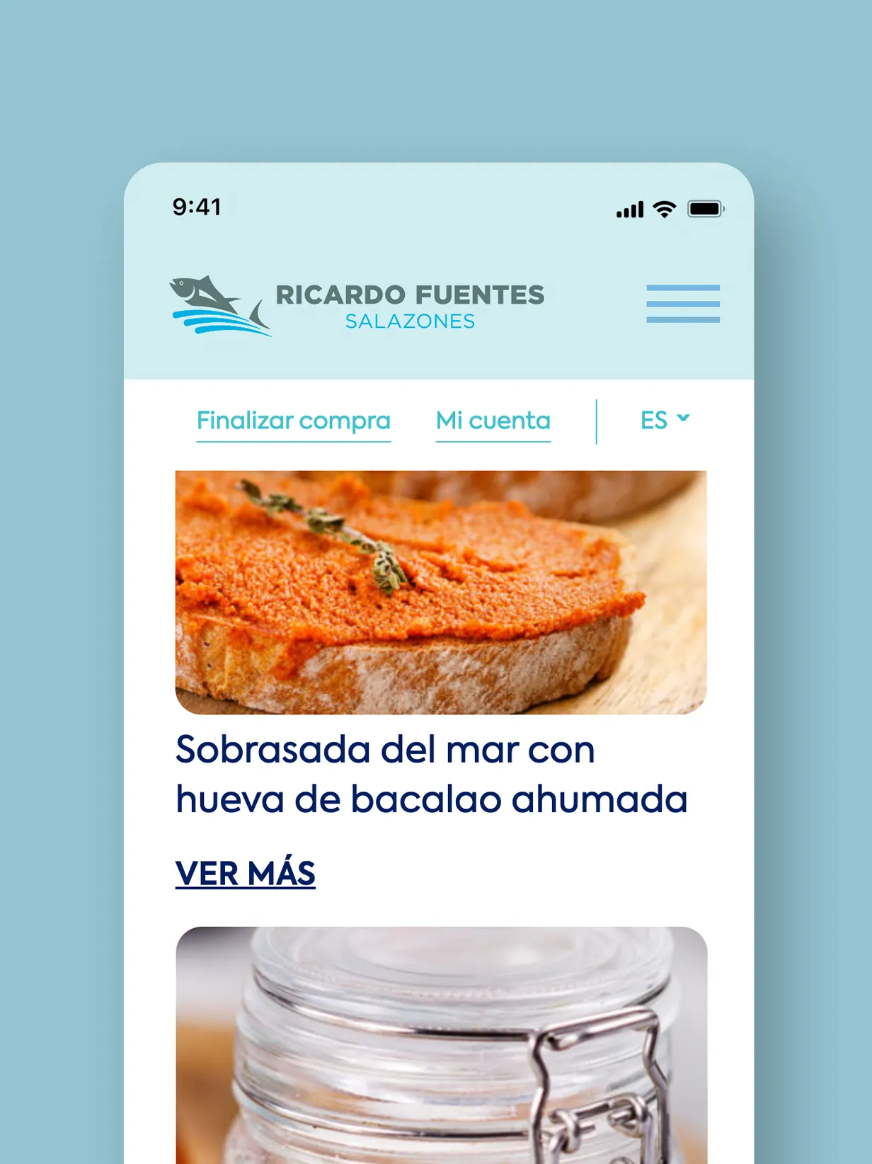 Two large tuna fish hanging by tails against a blue letter E background with text EST. 1984.