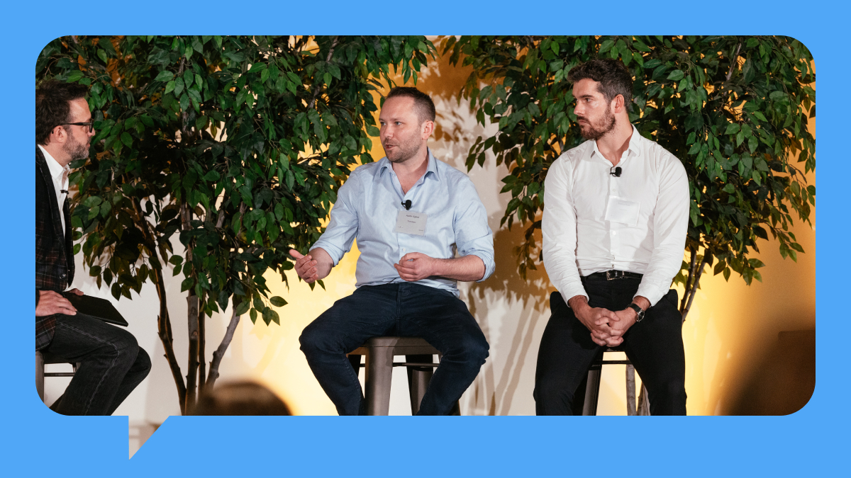 Stylized image of Thoropass founder Austin Ogilvie on a panel with Third Prime