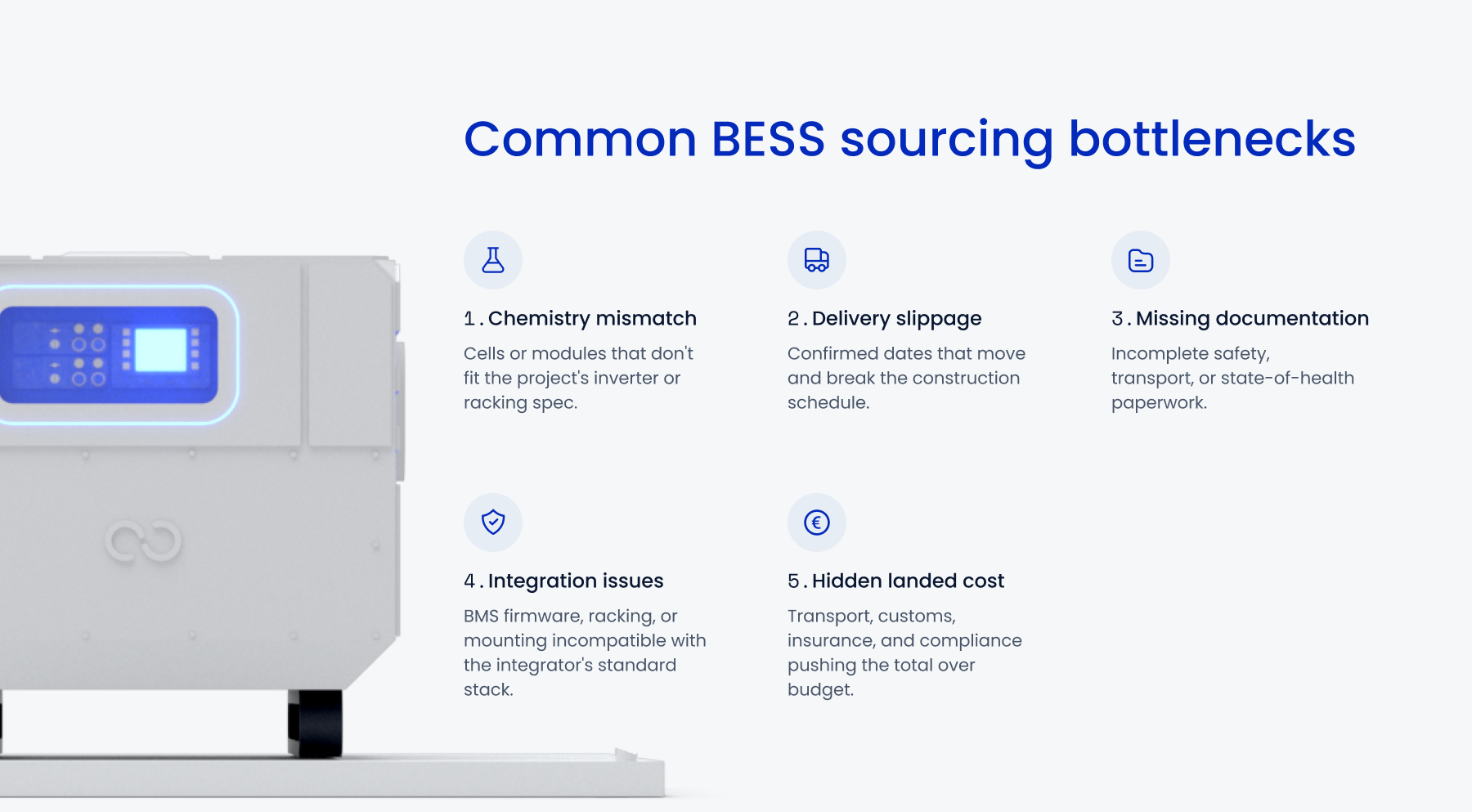 Common BESS sourcing bottlenecks