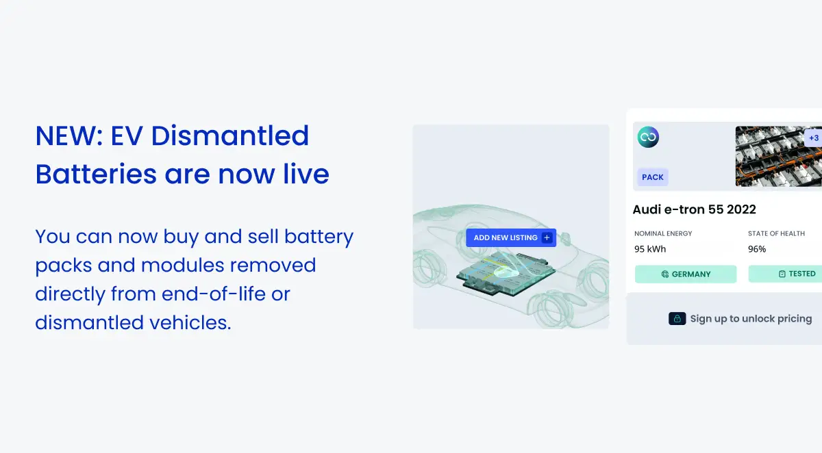 EV Dismantled Batteries are available now at Circunomics Marketplace