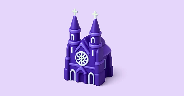 3D illustration of the Sint-Catharinakerk, Eindhoven's historic church, representing the GoodHabitz Eindhoven office.