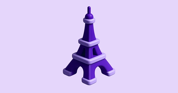 3D illustration of the Eiffel Tower representing GoodHabitz Paris office.