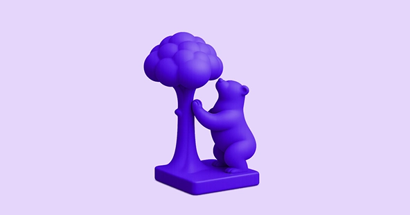 3D illustration of the bear and strawberry tree, symbol of Madrid, representing GoodHabitz Madrid office.