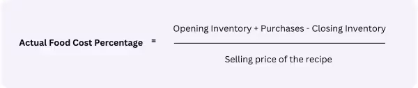 Food Cost Percentage formula