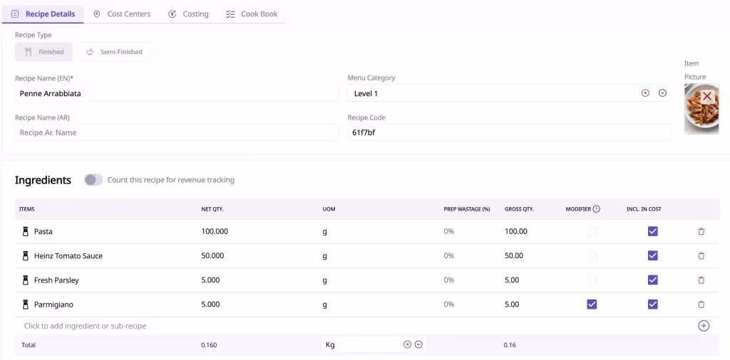 Recipe management software, how to create a recipe