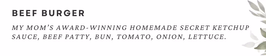 Menu Engineering restaurant Menu Item Description 2