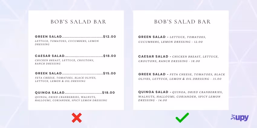 Menu engineering menu best practice 1