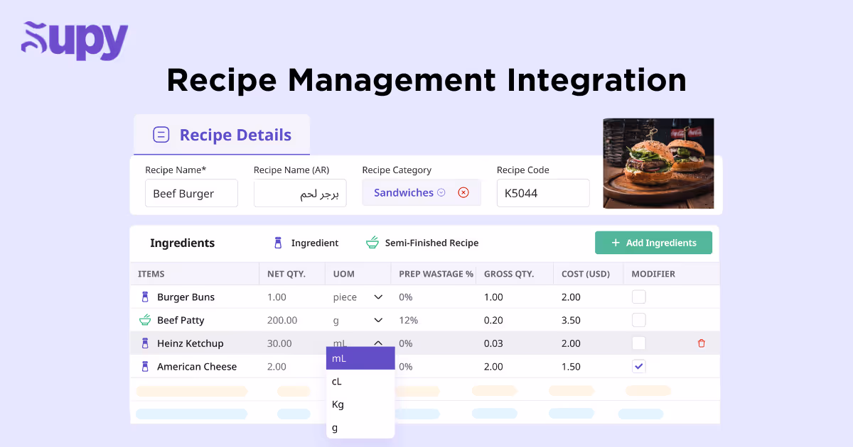 Recipe Management Integration