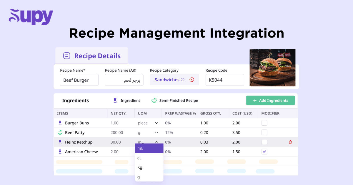 Recipe Management Integration