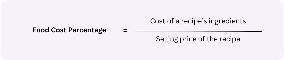 Food Cost Percentage formula