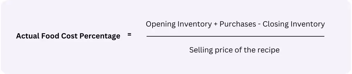 Food Cost Percentage formula