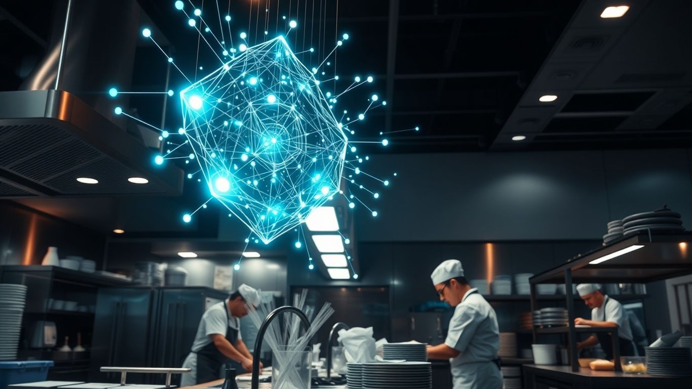 AI invoicing in a restaurant kitchen.