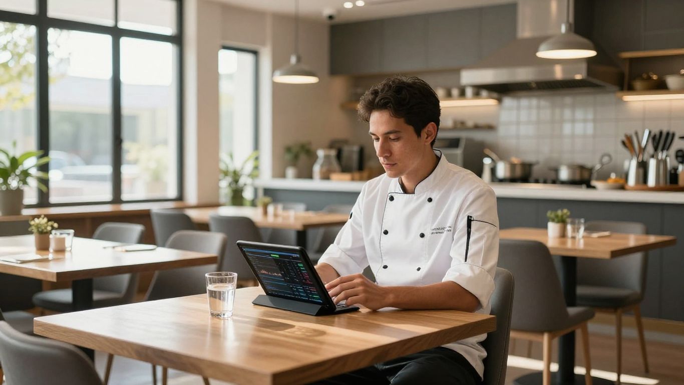 Restaurant owner using AI for invoicing savings.