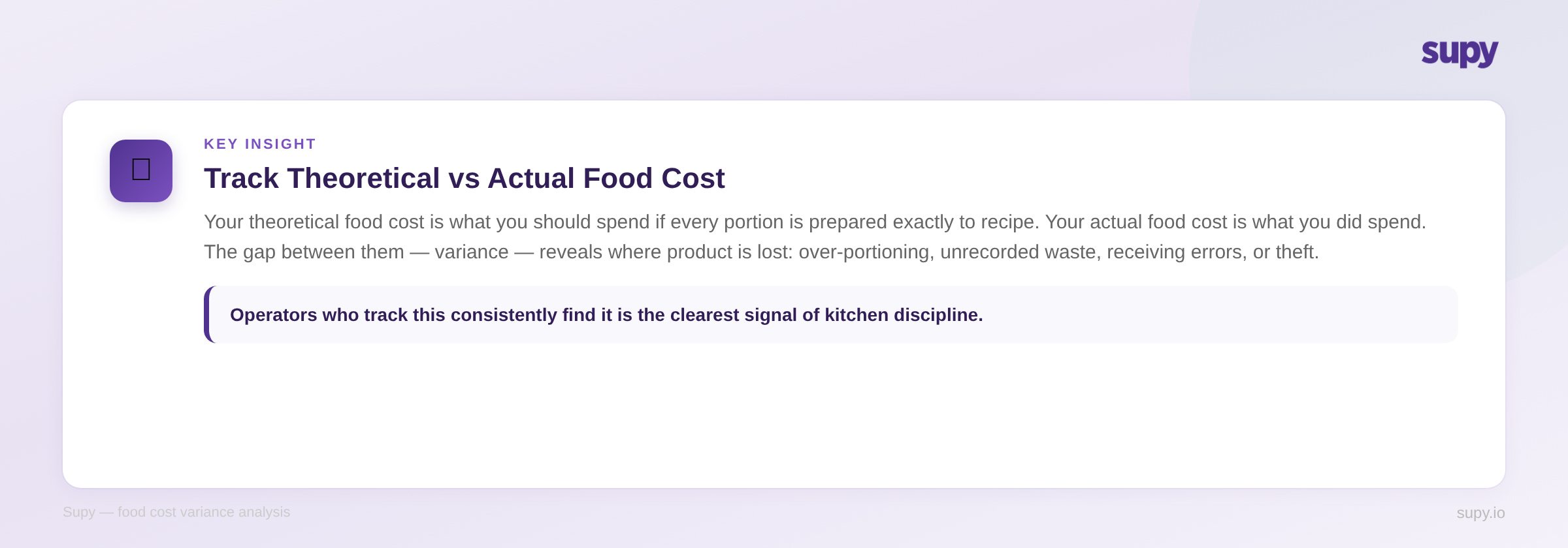 Insight: Track theoretical vs actual food cost to reveal where margin is lost