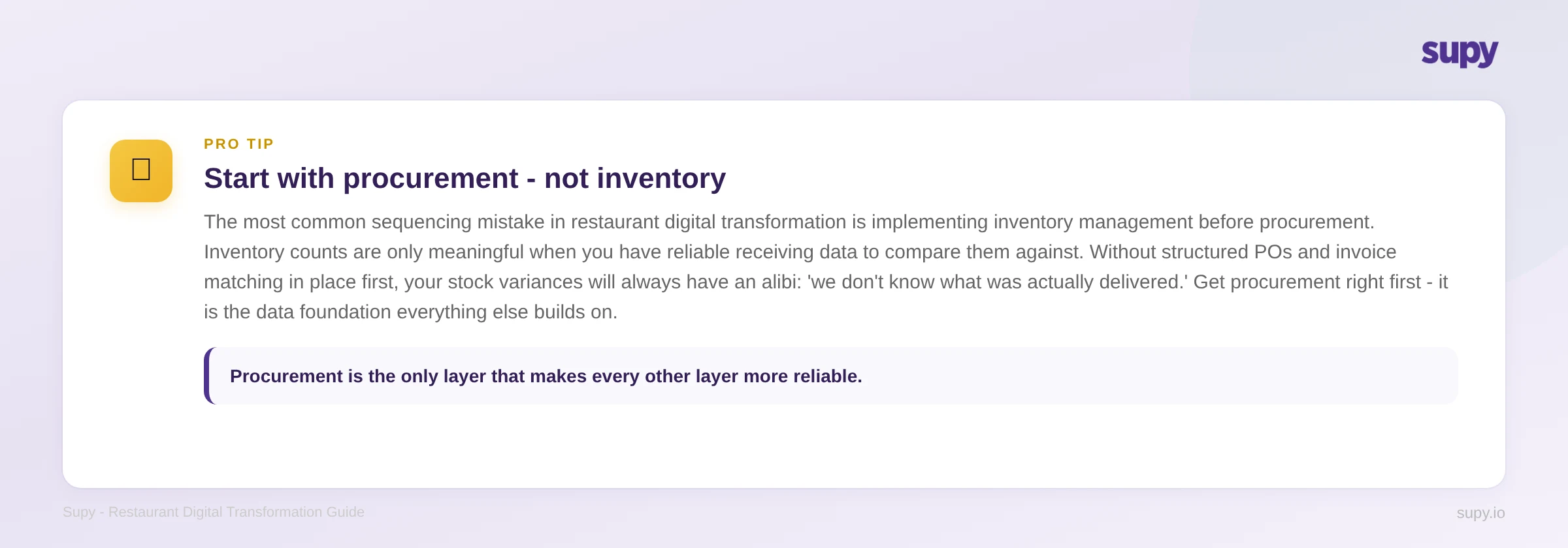 Key insight: start with procurement to prove ROI before expanding scope