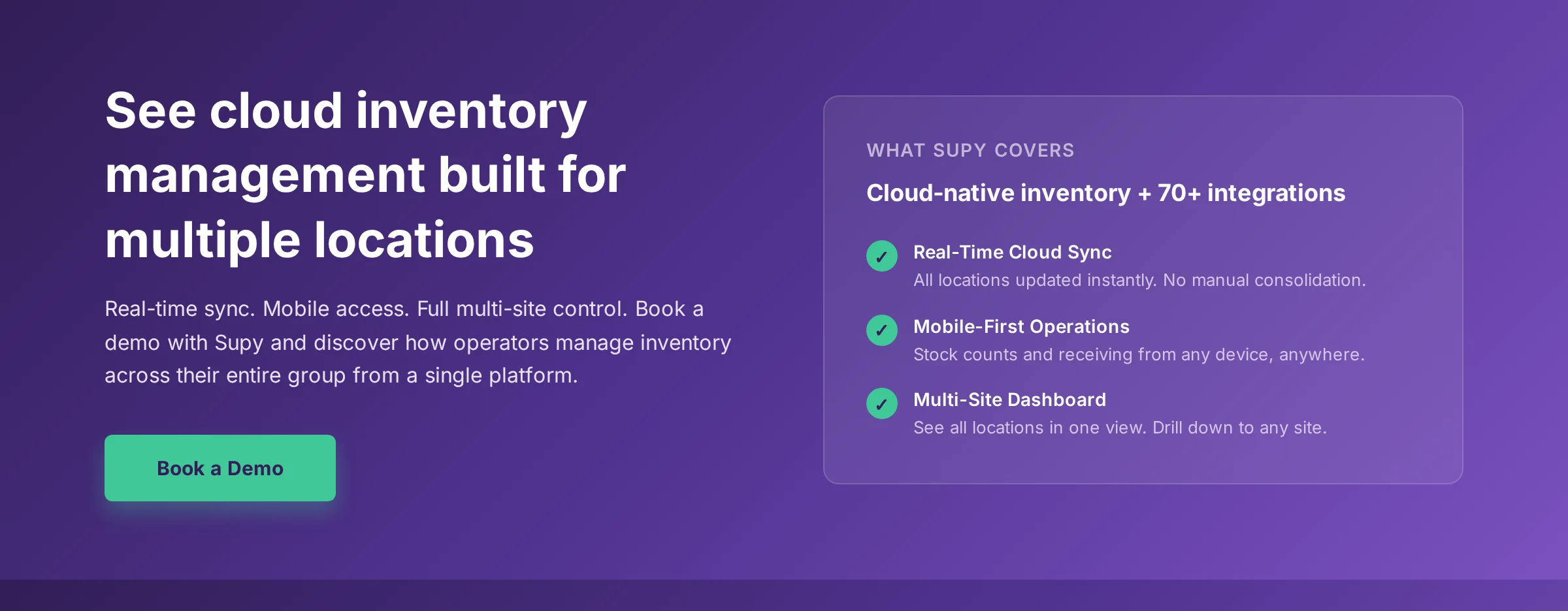 Book a demo with Supy - see how cloud inventory management works across multiple locations