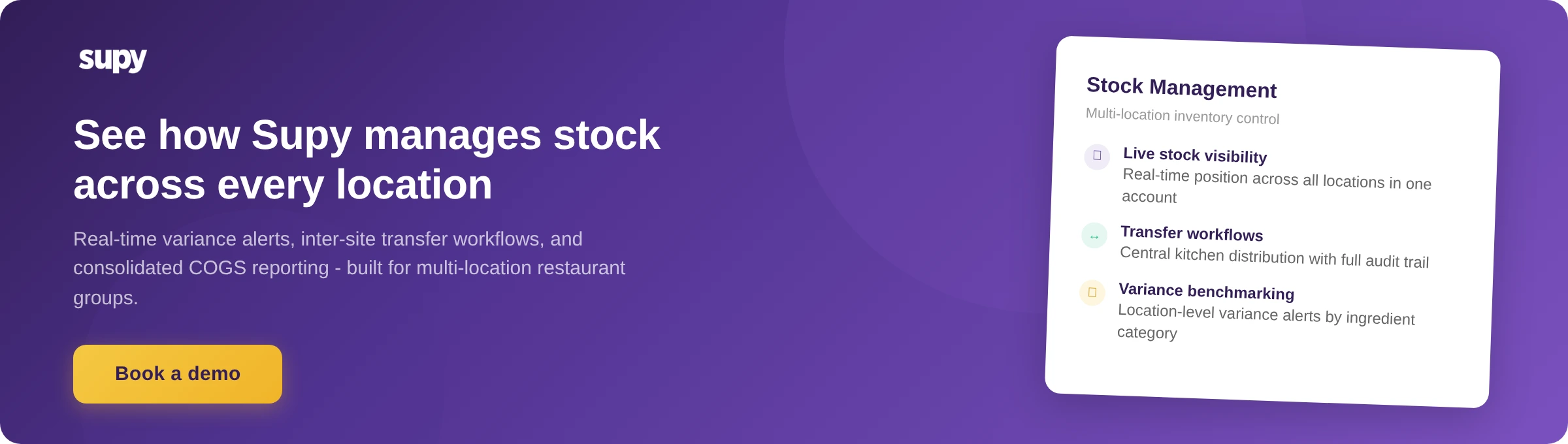 Book a demo with Supy - restaurant stock management software