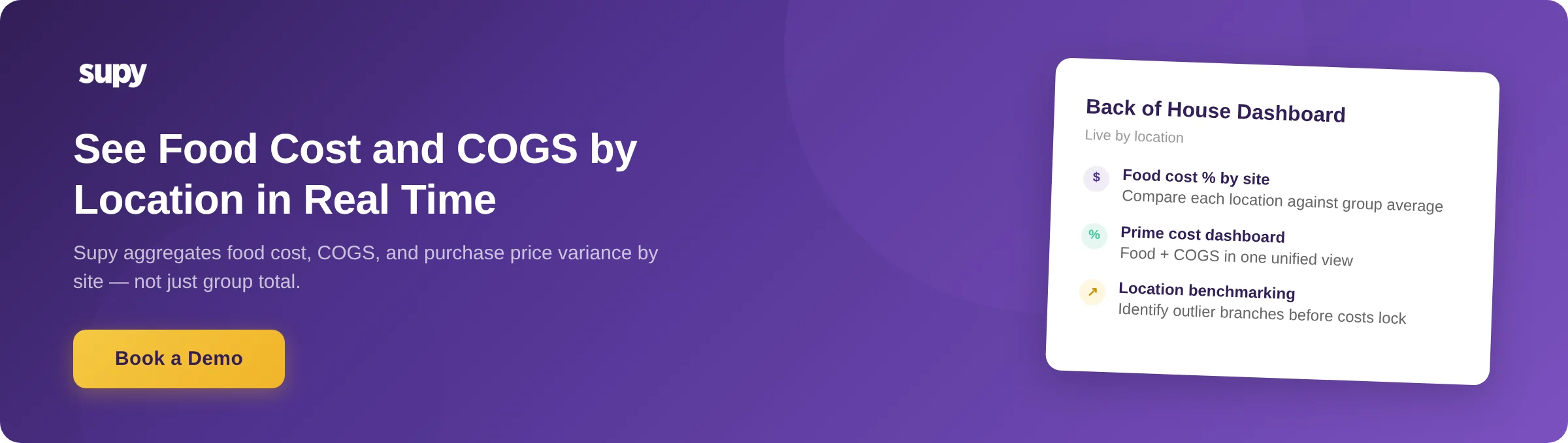 See food cost and COGS by location in real time - Supy demo