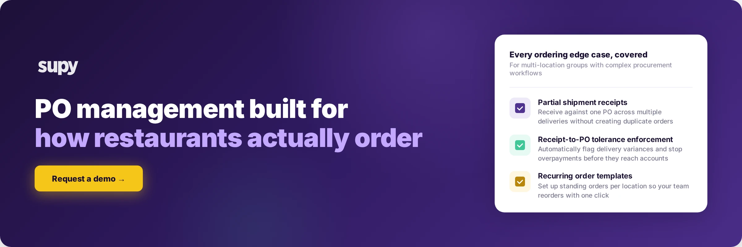 Supy PO management - built for how restaurants actually order