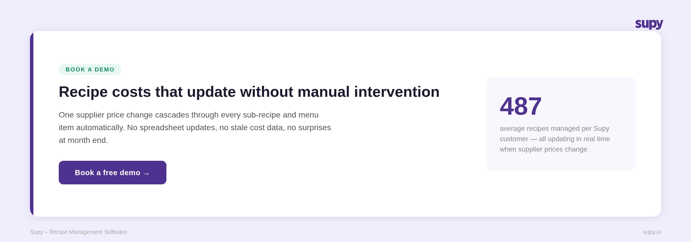 Supy recipe management - recipe costs that update without manual intervention