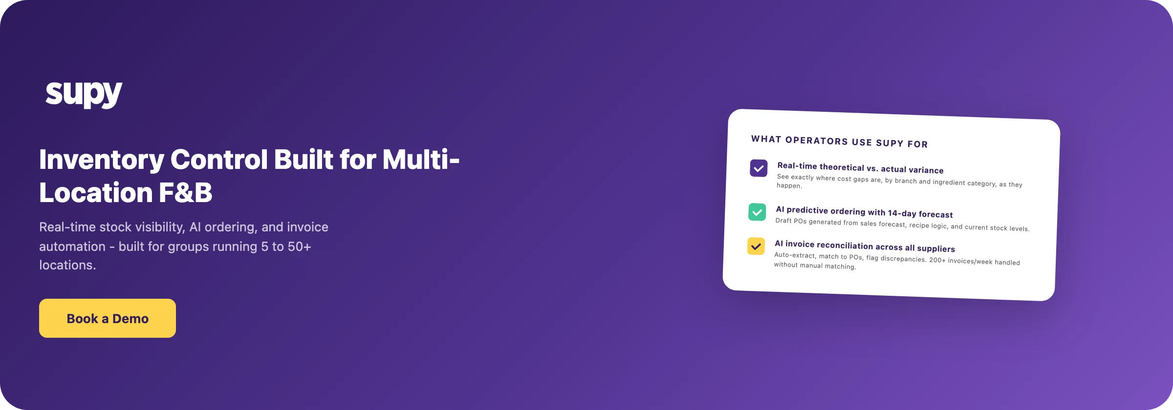 Book a Supy demo — inventory management software for multi-branch restaurant groups