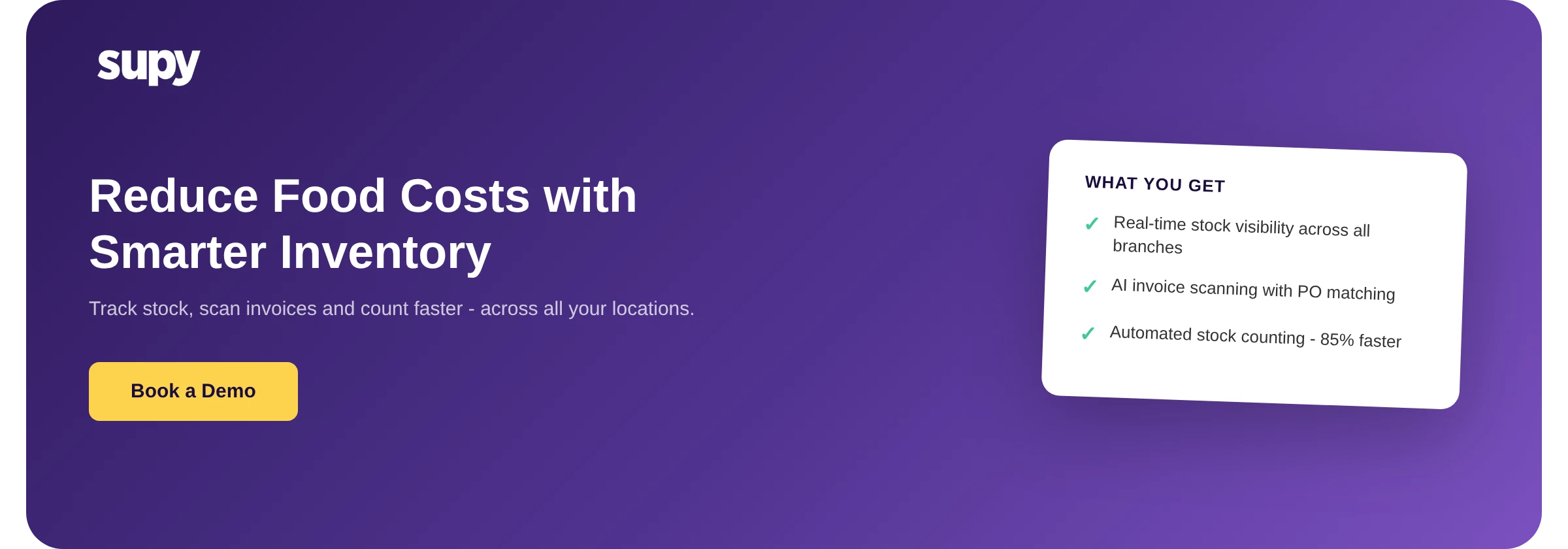 Book a demo with Supy - food inventory software
