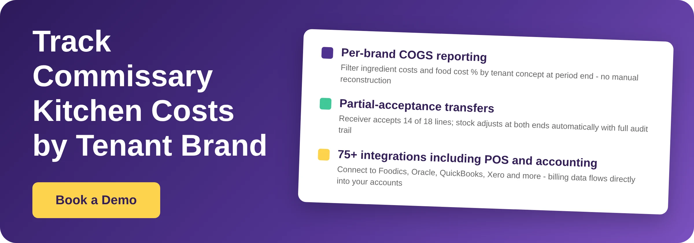 Track commissary kitchen costs by tenant brand - Book a demo with Supy