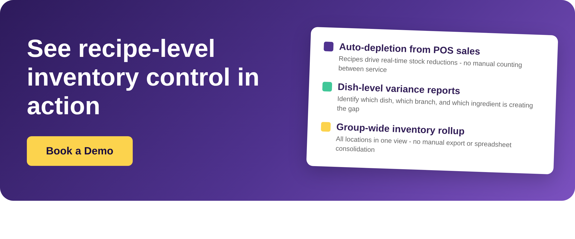 Book a demo to see recipe-level inventory control in action with Supy