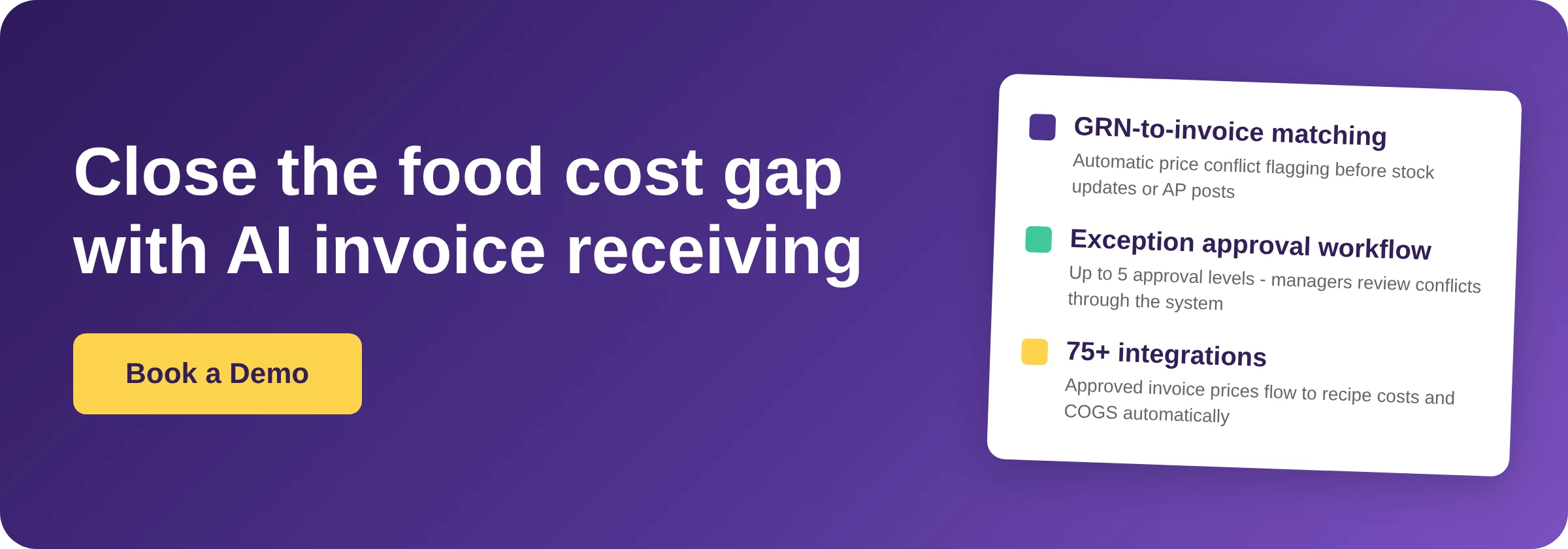 Close the food cost gap with AI invoice receiving - Book a Demo with Supy