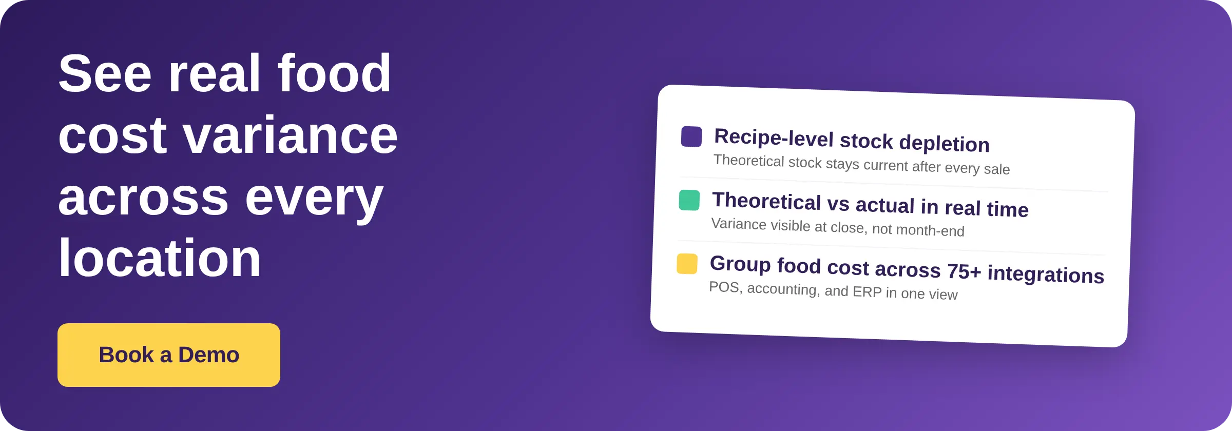 See real food cost variance across every location - Book a Demo with Supy