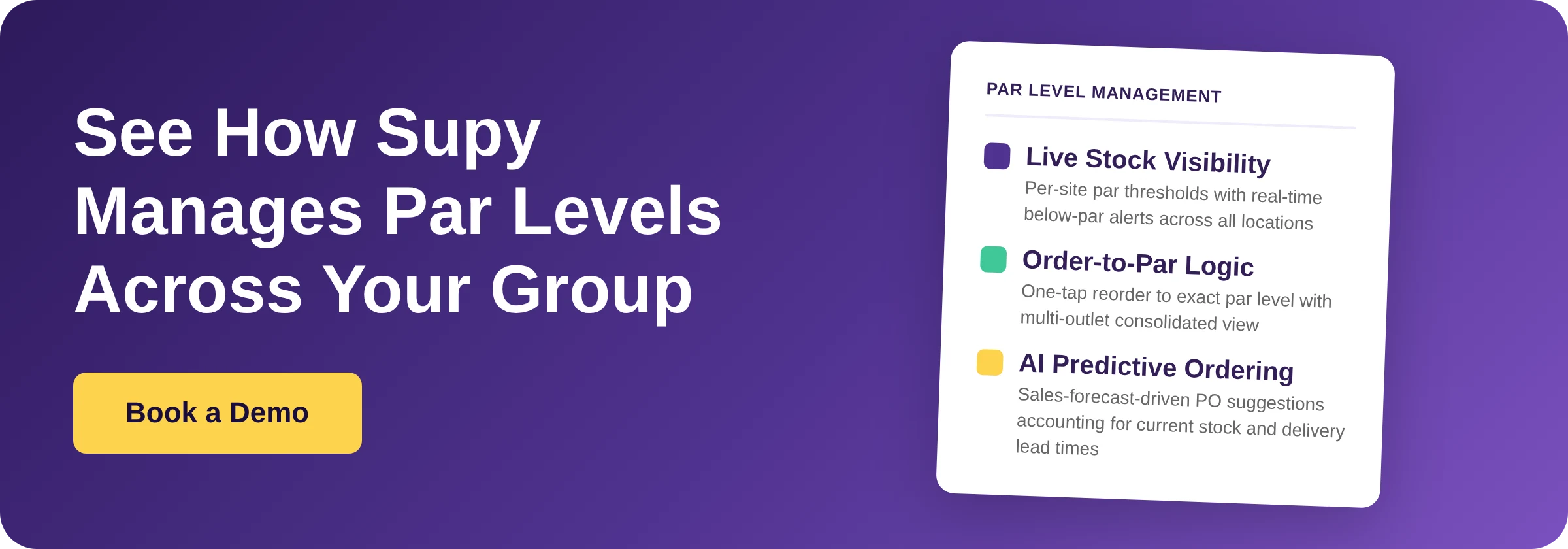 See how Supy manages par levels across your restaurant group - book a demo