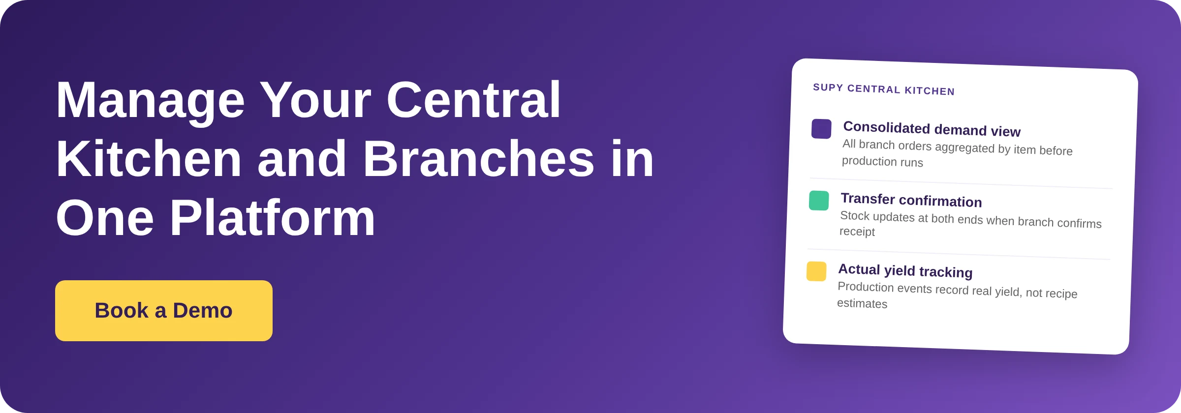 Manage Your Central Kitchen and Branches in One Platform - Book a Demo with Supy