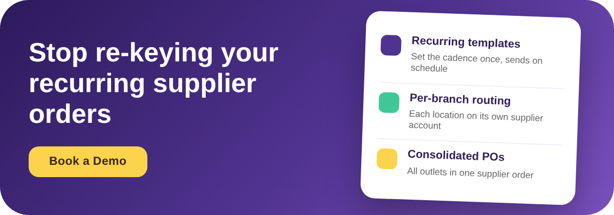 Book a Demo with Supy - automate recurring supplier orders across every site