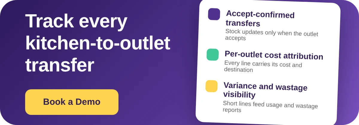 Book a Demo with Supy - central kitchen to outlet stock transfer tracking