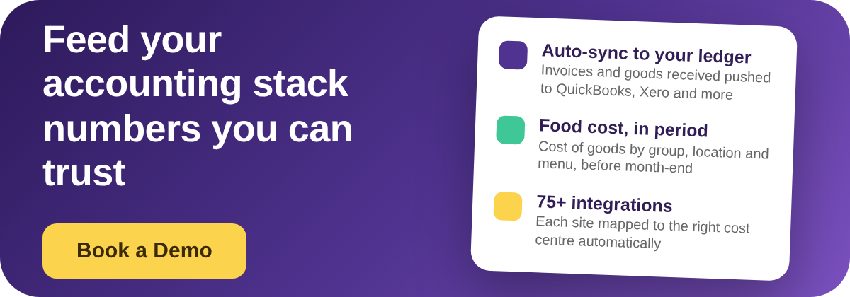 Book a Demo with Supy to feed your restaurant accounting stack accurate, current cost data