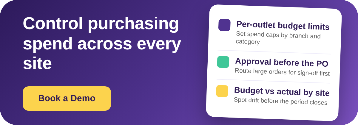 Book a Demo with Supy - restaurant purchasing budget control across multiple sites