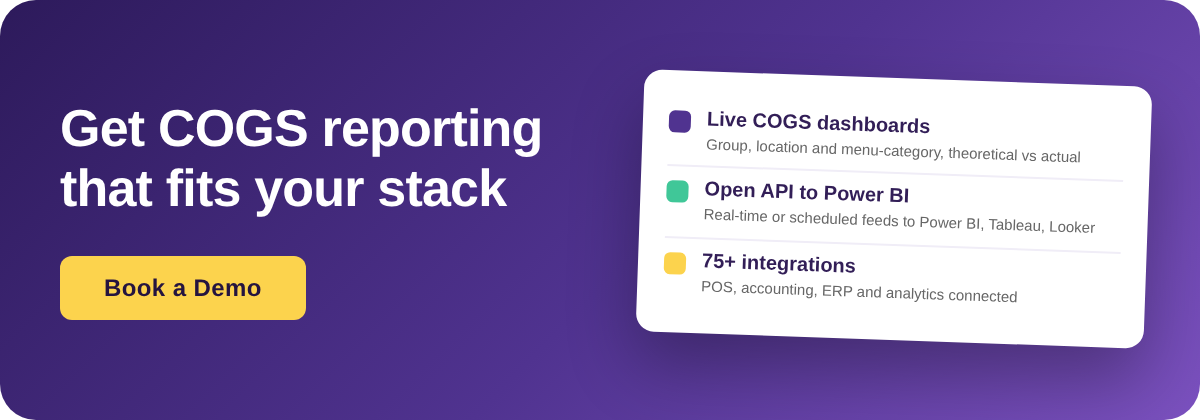 Book a Demo with Supy - restaurant COGS reporting and Power BI integration