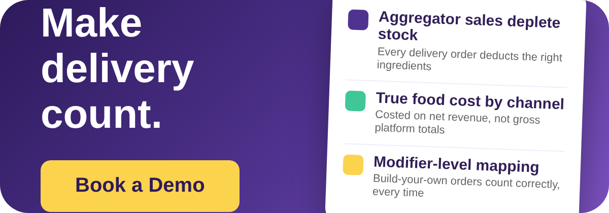 Book a Demo with Supy - make delivery aggregator orders deplete inventory and reflect true food cost