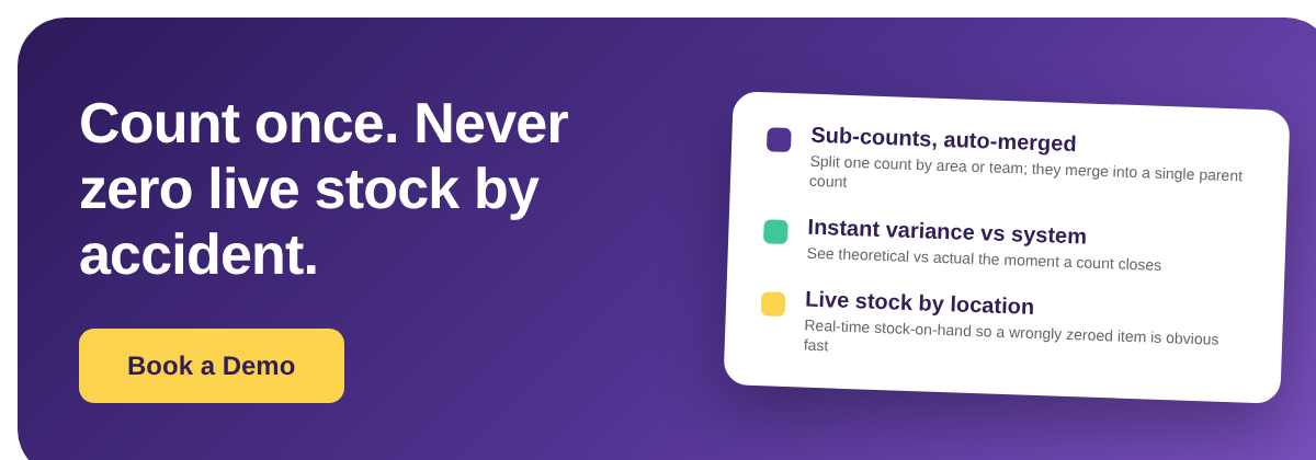 Book a Demo with Supy - stop zeroing live stock during partial counts