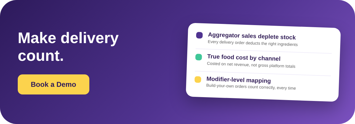 Book a Demo with Supy - make delivery aggregator orders deplete inventory and reflect true food cost