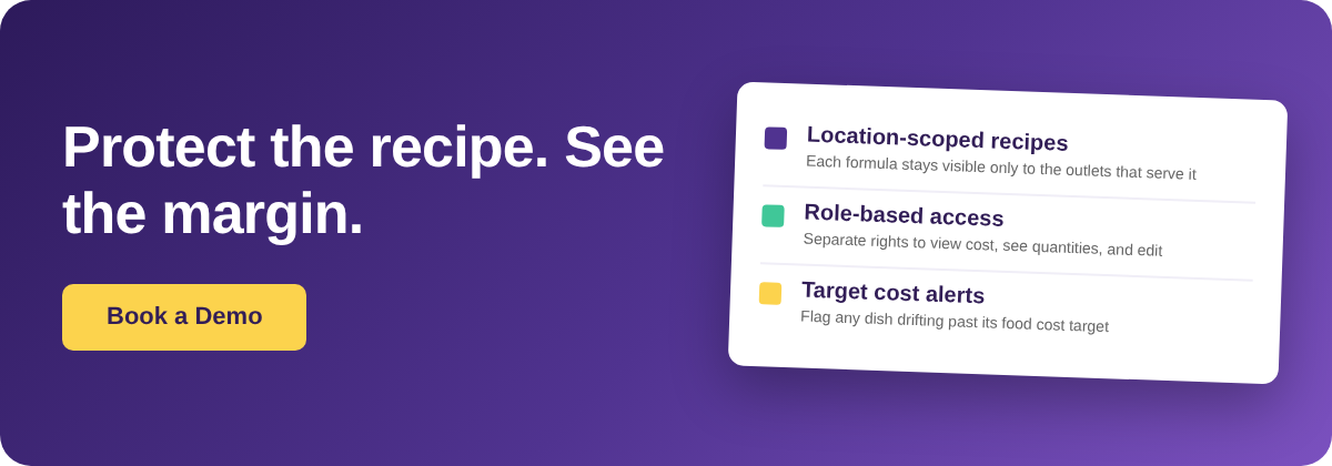 Book a Demo with Supy for confidential recipe costing