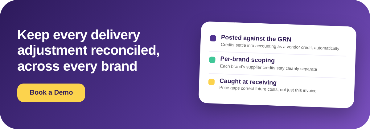 Book a Demo with Supy for supplier credit notes and receiving reconciliation