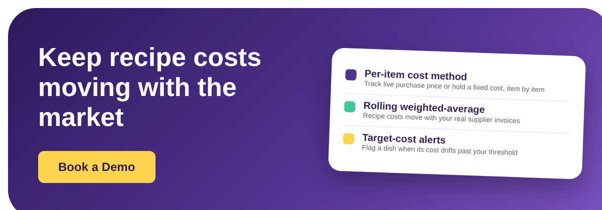 Book a Demo with Supy - keep recipe costs moving with the market