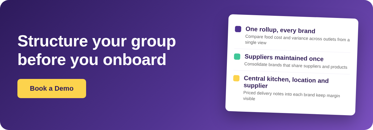 Book a Demo with Supy - structure your multi-brand restaurant group before you onboard