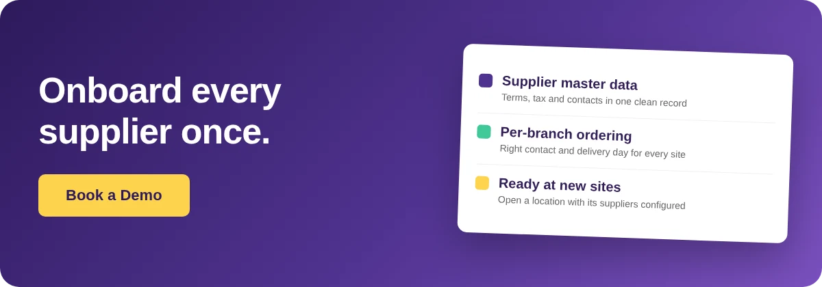 Book a Demo with Supy - supplier onboarding for multi-site restaurant groups
