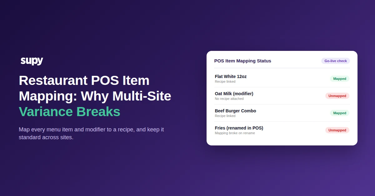 POS item mapping status across restaurant sites