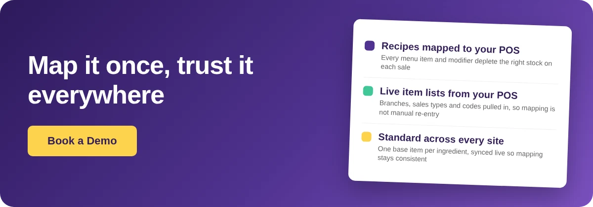 Book a Demo with Supy - standardize POS item and ingredient mapping across sites