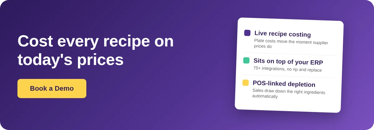 Book a Demo with Supy - restaurant inventory system vs ERP recipe costing