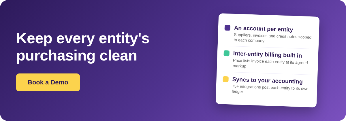 Book a Demo with Supy - purchasing across separate legal entities
